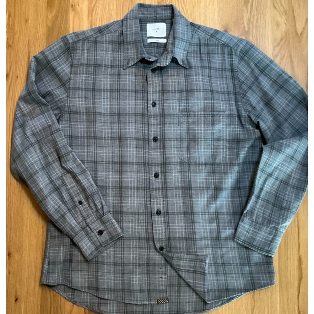 Billy Reid Shirt M Brown Taupe Plaid Button Down Portugal Cotton Long Sleeve